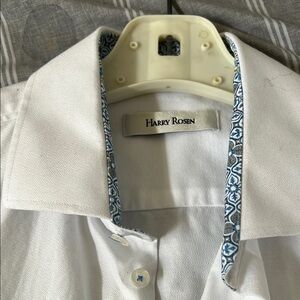 Harry Rosen White  slim fit Dress Shirt with Blue Trim